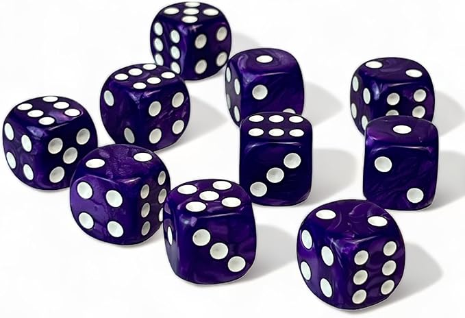 Luck Lab 10 Piece D6 Dice Pack - Acrylic Dice for RPG MTG DND Dice Table Games and Board Games (Purple Pearl)
