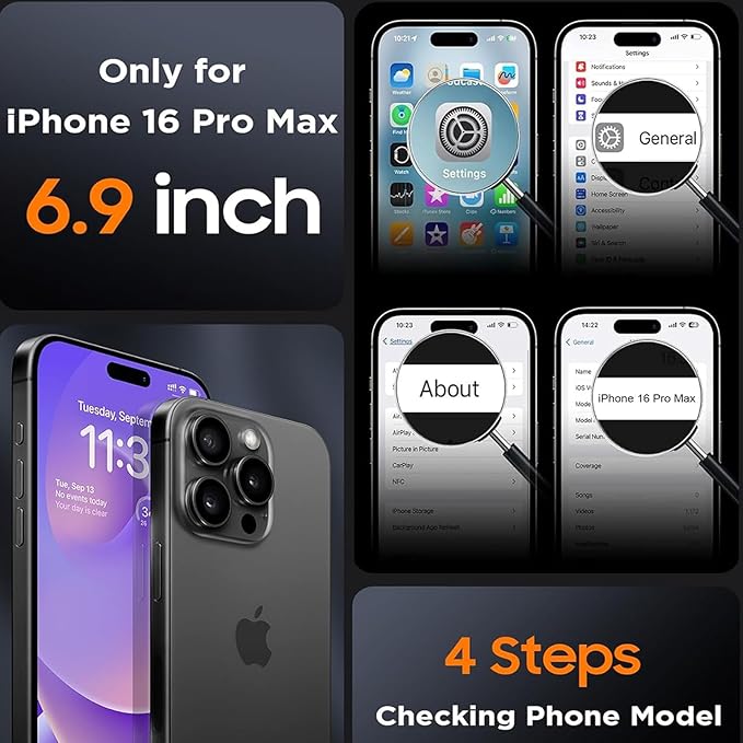 Battery Case for iPhone 16 Pro Max, Upgraded 12000mAh Rechargeable Portable Extended Battery Pack Supported Qi Wireless Charging Case Compatible with iPhone 16 Pro Max (6.9 inch) Charger Cover (Black)