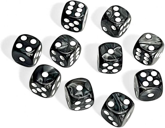 Luck Lab 10 Piece D6 Dice Pack - Acrylic Dice for RPG MTG DND Dice Table Games and Board Games (Black Pearl)