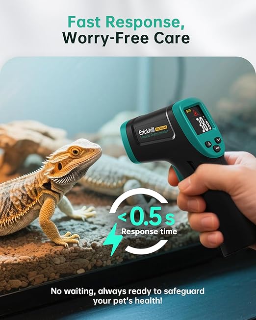 ERICKHILL ROOKMAX Infrared Thermometer Gun, Non-Contact Laser, Adjustable Emissivity, Color LCD, -58°F to 1472°F (-50°C to 800°C), for HVAC, Cooking & BBQ, Automotive, Freezer - Dark Green