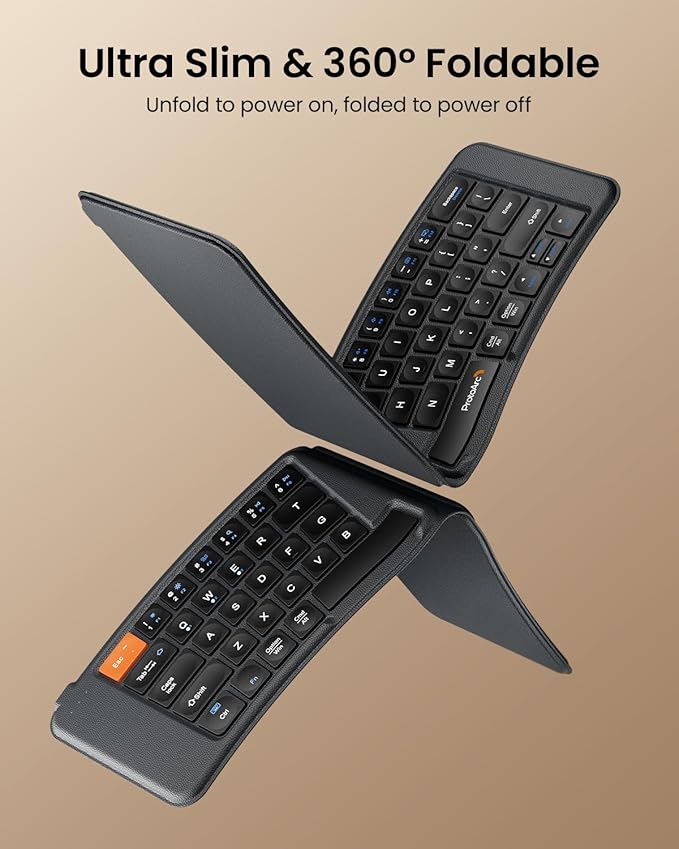 ProtoArc Ergonomic Foldable Keyboard, XK03 Split Folding Bluetooth Keyboard, Ultra Slim, Portable, for iPad, iPhone, Tablet, Laptop, PC - Gray
