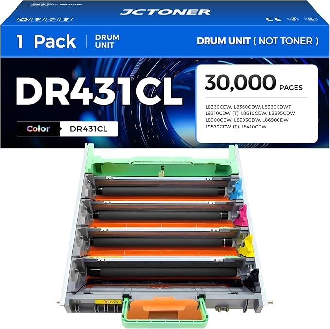 DR431CL Drum Unit High Yield Replacement for Brother DR-431CL Imaging Drum Compatible with MFC-L8900CDW MFC-L8690CDW HL-L8360CDW HL-L8260CDW MFC-L8610CDW MFC-L8905CDW MFC-L9570CDW HL-L8360CDWT Printer