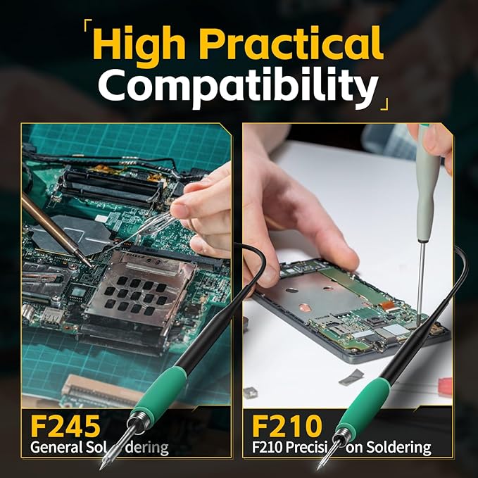 FNIRSI DWS-200 200W Precision Digital Soldering Station Kit, with 3 F210 & 6 F245 Soldering Iron Tips and 2 Helping Hands, Temp Value & Curve Mode, 3 Temperature Storage, Full-Color Display