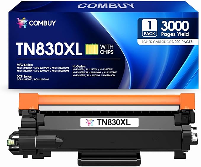 TN830XL Toner Cartridge Replacement for Brother TN830XL TN830 TN-830 TN830 XL TN-830XL Work with Brother HL-L2460DW DCP-L2640dw HL-L2405w HL-L2400D HL-L2480DW MFC-L2820DW Printer (1 Black)