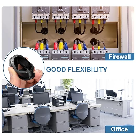 uxcell 4Pcs Cable Cord Grommet, 1-3/16"(30mm) Rubber Desk Grommets Wire Pass Through Hole Cover with Marked Cable Ties for Home Office Cable Wire Protection, Black