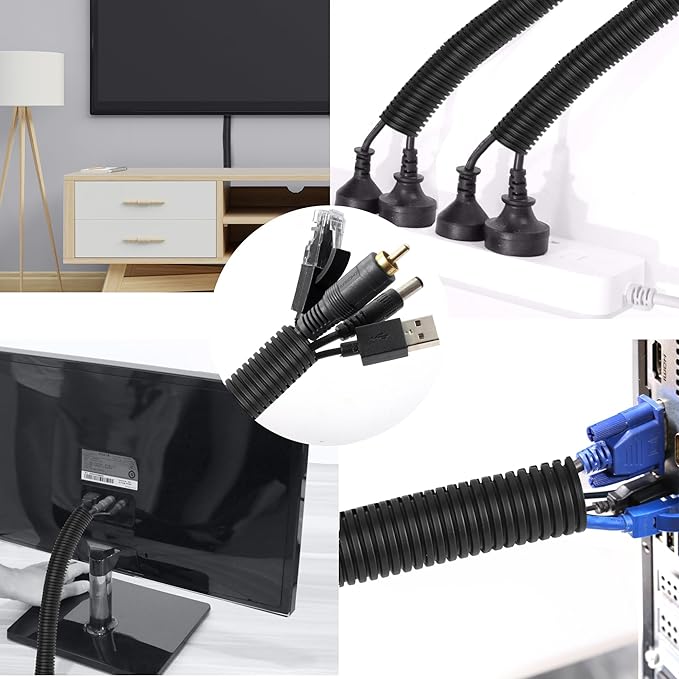 CrocSee 10ft - 3/4 inch Flame Retardant Split Wire Loom Tubing with Installation Tool - Flexible Wire Covers Cord Protectors - Black