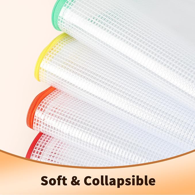 Umriox Zipper Mesh Document Pouch, 14.9x11.0 (6 Colors, 18 Packs), Clear Zipper Pouches, Waterproof Zipper Pouches for Craft Projects Office Supplies Cosmetics Travel Storage
