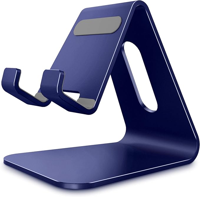 CreaDream Cell Phone Stand, Cradle, Holder,Aluminum Desktop Stand Compatible with Switch, All Smart Phone, iPhone 11 Pro Xs Max Xr X Se 8 7 6 6s Plus SE 5 5s-Navy Blue