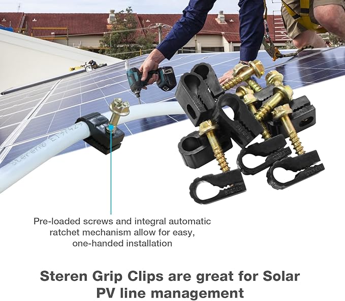 STEREN Coaxial Cable Clips - Cable Holder - Siding Clips for Hanging - Cord Holder for Desk - Cable Clamps - Cord Clip - Wire Organizer Clips - Tv Mount Screws (Black, 200 Count - Single Screw)