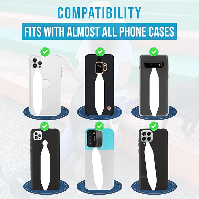Phone Grip Strap - Reversible Finger Holder for Phone Back, Customizable Anti-Slip Design, Wireless Charging Compatible Detachable Holder for iPhone - Shark Jump