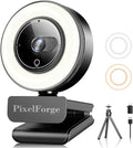 4K Webcam for PC with Microphone & Light & Privacy Cover, Web Camera for Desktop Computer/Laptop/Monitor/Mac, USB Streaming Camera for Zoom/Skype/Teams/Video Calling/Studying and Conference