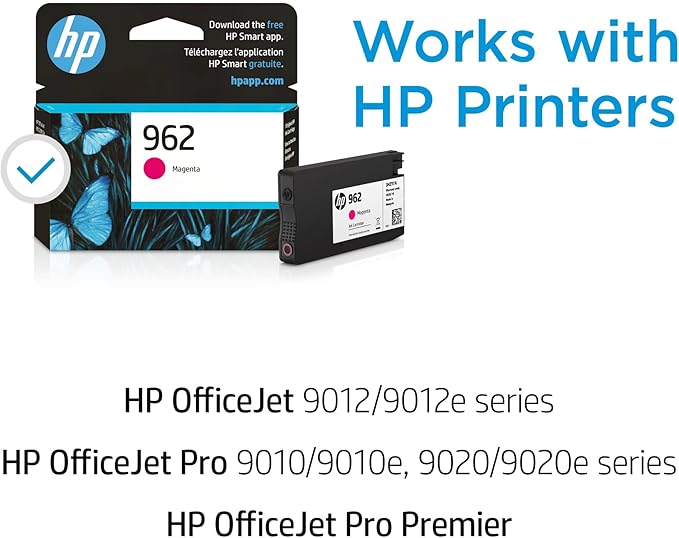 HP 962 Magenta Ink Cartridge | Works with HP OfficeJet 9010 Series, HP OfficeJet Pro 9010, 9020 Series | Eligible for Instant Ink | 3HZ97AN