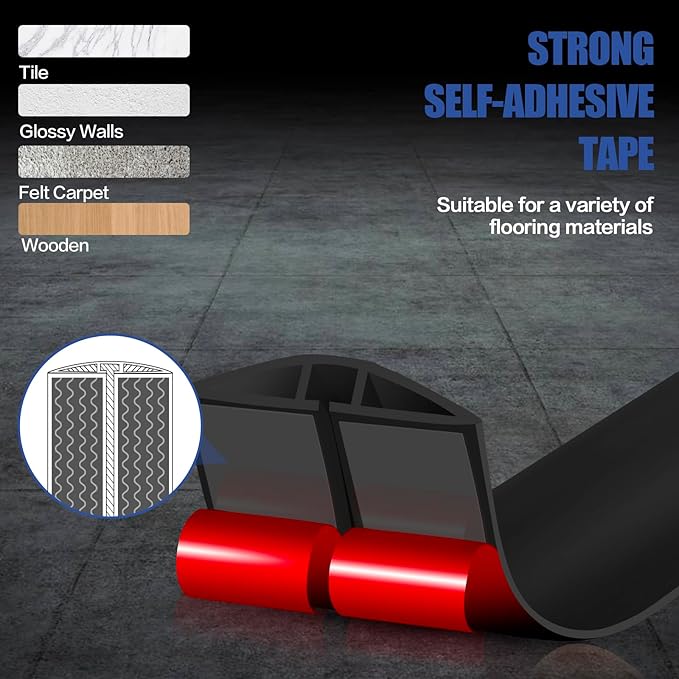 Floor Cord Cover Cavity 0.8"x0.37" Self Adhesive Cord Hider, 3.3FT Low Profile Cable Management, Extension Strip Protector for Wires, Prevent Cable Trips for Offices, Gyms, Exhibitions (Black)