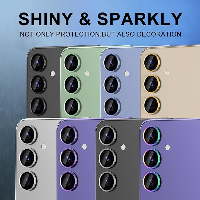 for Samsung Galaxy S25 Plus Camera Lens Protector, Individual Metal Ring Tempered Glass Lens Cover, [Strong Adsorption] Scratch Resistant Ultra-Thin HD Clear Lens Cover, 1 Set-Blue