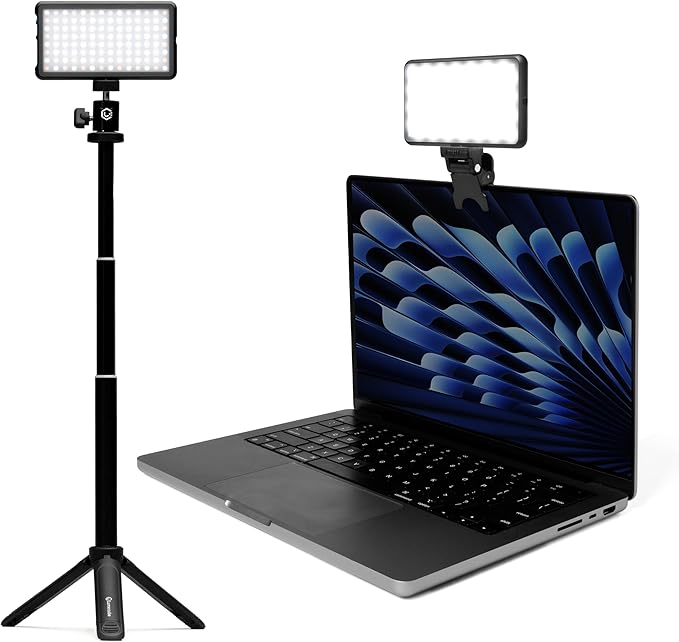 Lume Cube Broadcast Lighting Kit Live Stream Webcam Light for Computer & Laptop Enhance Video Calls Streaming & Vlogging Include Adjustable Tripod & Clip Mount Adjust Brightness & Color Temperature