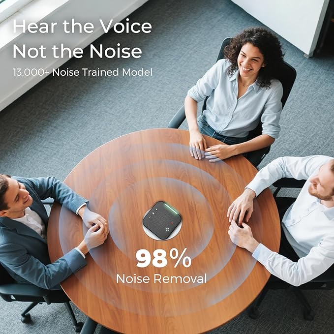 Conference Speaker and Microphone, USB C & Bluetooth Speakerphone for Computer, Laptop Speakers with mic, 360° Voice Pickup, AI Noise Reduction, 20H Call Time, Online Meetings