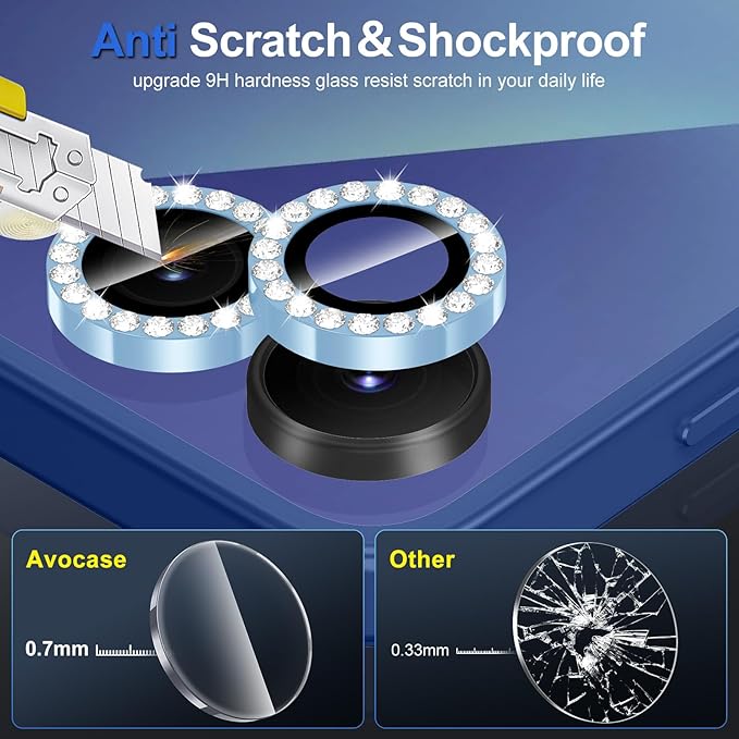 for Samsung Galaxy Z Flip 7 Camera Lens Protector, Individual Metal Ring Tempered Glass Lens Cover, [Strong Adsorption] Scratch Resistant Ultra-Thin HD Clear Lens Cover, 1 Set-Blue Diamond