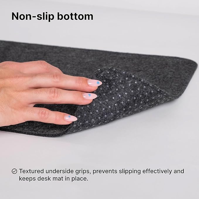 DELTAHUB - Minimalistic Felt Desk Protective Pad, Anti-Fray, Anti-Slip, Easy to Clean, Easy Glide, Long Lasting, Sleek Design, Comfortable, Resistant, Desk Mat, PC, Mac, Laptop - Medium (12x35inch)