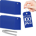 100 Pieces Plastic Shipping Tags with Wires Blank Labeling Tags Waterproof Hang Tags with Reinforcement Hole Durable Wire Tags Labels Stacking Tags for Equipment Parts (Dark Blue, 4 3/4" x 2 3/8")