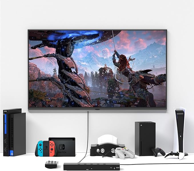 5 Way HDMI Switch 4k@60Hz HDMI Switcher 5 in 1 Out HDCP 2.0 Manual HDMI 2.0 Hub Supports 3D Compatible with Nintendo Switch/Switch OLED/Xbox/ PS5/4/3 Blu-Ray Player Fire Stick Roku Apple TV Chromeca