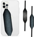 Phone Grip Strap - Pack of 2 Reversible Finger Holder for Phone Back, Customizable Anti-Slip Design, Wireless Charging Compatible Detachable Holder for iPhone - Metallic Black