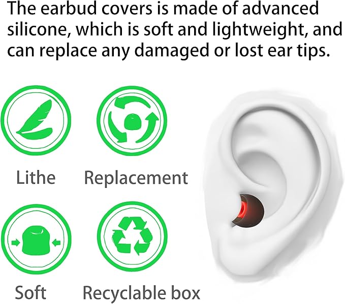 Silicone Earbud Tips Replacement Ear Tips Earbud Covers Fit Most in-Ear Earbuds - Image 4