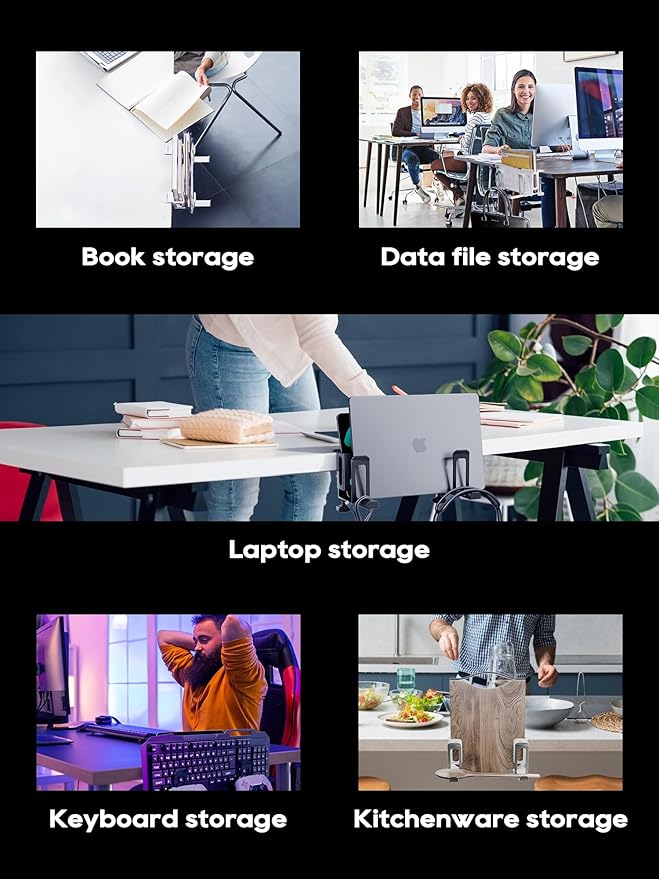 NODOCA 2-Slot Laptop Storage for Desk, Vertical Laptop Stand, MacBook Vertical Stand, with Headphone Holder, Desk Side Storage, Laptop Storage Rack for MacBook/Surface/Samsung/HP/Dell[L, Black]