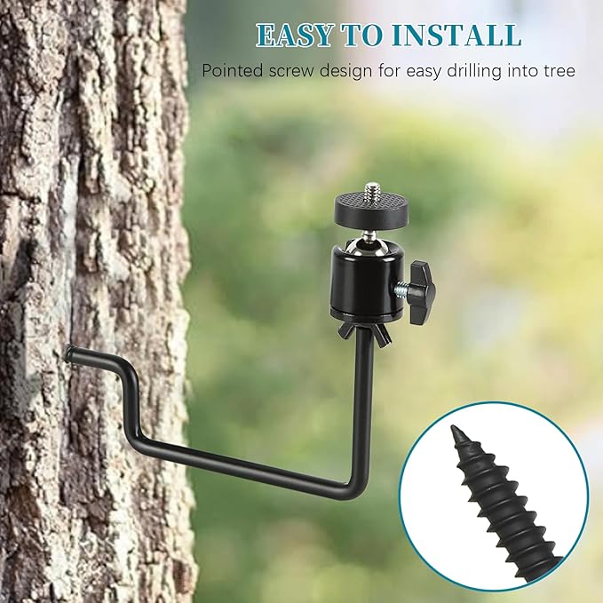 5 Pcs Trail Camera Tree Mount, Trail Camera Holder 360° Cameras Bracket for Game Cam, Hunting Accessories,Metal Security Cam Mount with 1/4 Inch Screw for Solar Panels,etc, Compact Sturdy.