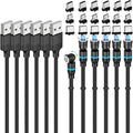 Magnetic Charging Cable (6-Pack,1.6+3.3+3.3+6.6+6.6+10ft) 540° Rotation 3A Fast Charging Data Sync 3 in 1 Magnetic Phone Charger Cable with LED Light Compatible with Micro USB Type C Phone Device