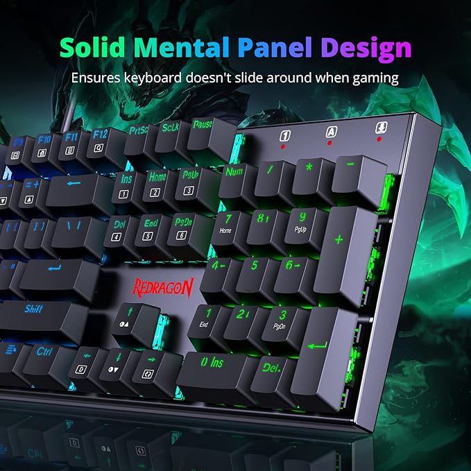 Redragon Mechanical Gaming Keyboard with Red Switches, Wired Keyboard Mechanical with RGB Backlit, Fully Progammable, Durable Aluminum Frame, Anti-Ghosting for PC Windows Mac, K565, Black