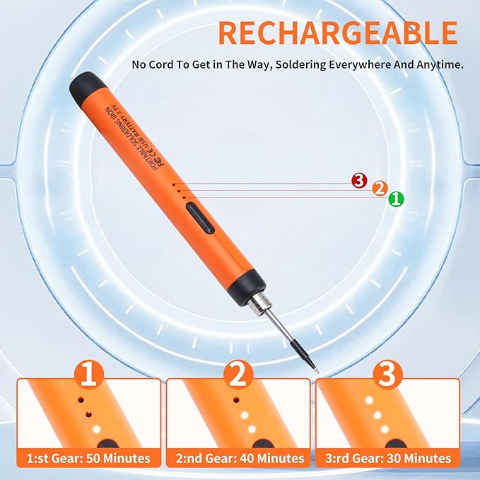 Rechargeable Soldering Iron Kit,800mah USB Wireless Electric Soldering,Cordless Portable,Suitable for DIY and home appliance repair (Basic)