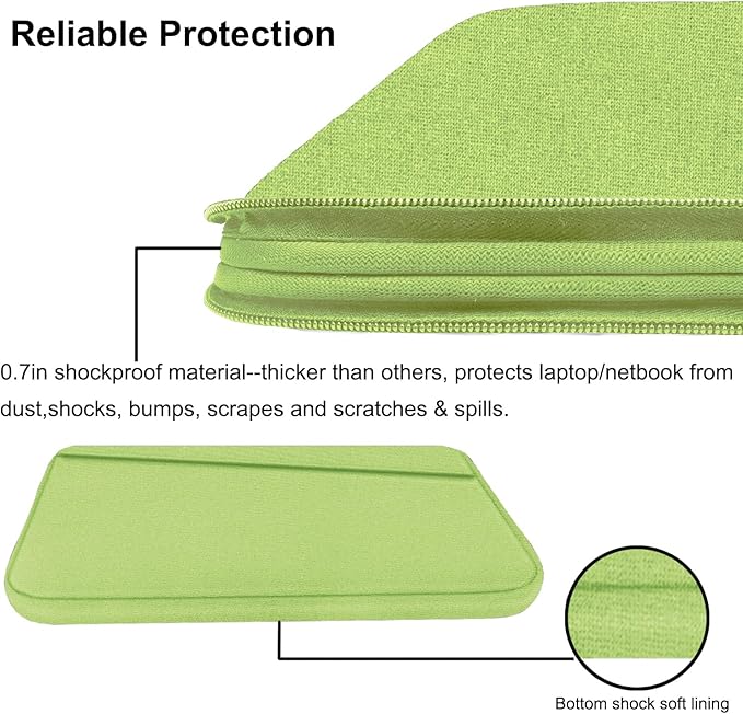 Laptop Case 15.6 inch, Slim Computer Carrying Bag Protective Cover Briefcase with Front Pocket, Durable Laptop Cover for 15-16 Inch HP, Dell, Lenovo, Asus, Notebook, Light Green