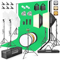 Photography Lighting kit with Backdrops, 8.5x10ft Backdrop Stands, Zyernar LED Bulbs Umbrella Softbox Continuous Lighting, Photo Studio Equipment for Video Shoot