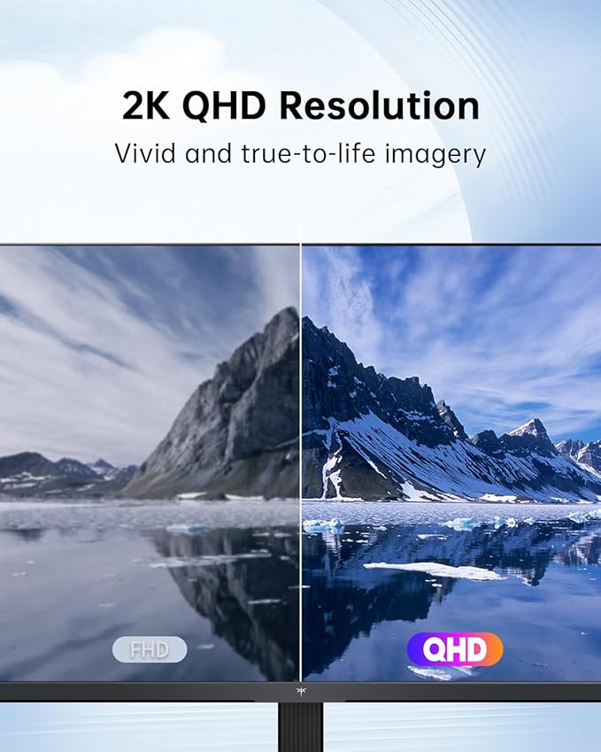 KTC 27 Inch Computer Monitor - QHD (2560 x 1440) Display, Up to 120Hz Monitor, IPS Panel, 123% sRGB, HDMI 2.0 x 2 & DP 1.4 x1, Adaptive Sync, Eye-Friendly Screen PC Monitors for Work Gaming, H27D9
