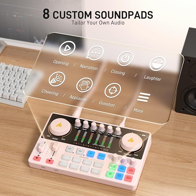 MAONO Podcast Equipment Bundle: Audio Interface mixer with Dual XLR Input for Podcast Streaming - MaonoCaster E2 Gen2 Pink