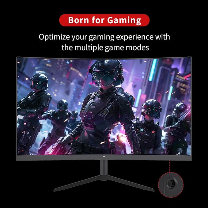 KTC 24 inch 1500R Curved Gaming Monitor 165Hz 1ms FHD 1080p VA Tilt Adaptive Sync HDR 110% sRGB DP/HDMI,VESA for Gaming Home Office Business PS5 PC Monitors