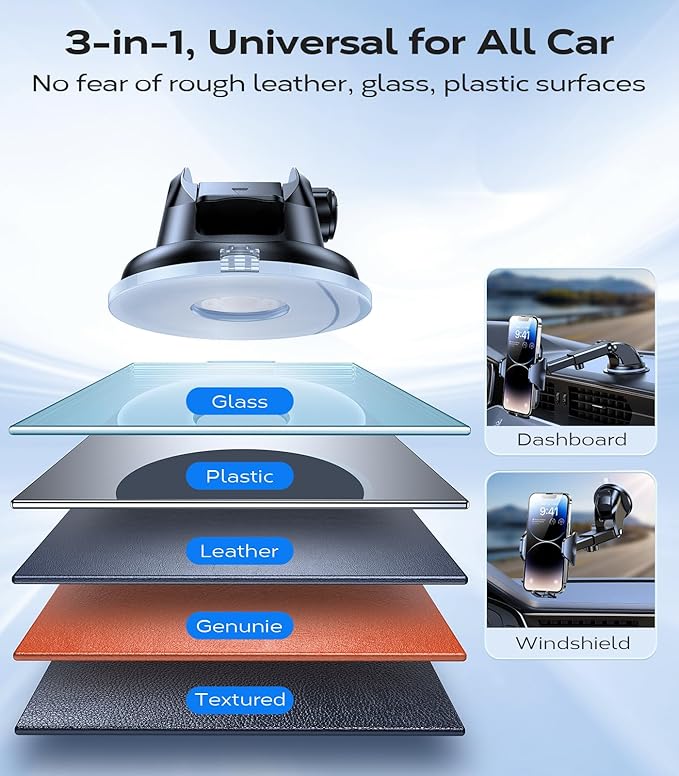 VICSEED [True Strongest Suction] [Rally Racing-Grade Stability] Phone Holders for Your Car 2025 Upgraded Car Phone Holder Mount Truck Stand Cradle for iPhone Samsung All Phones, Dark Blue