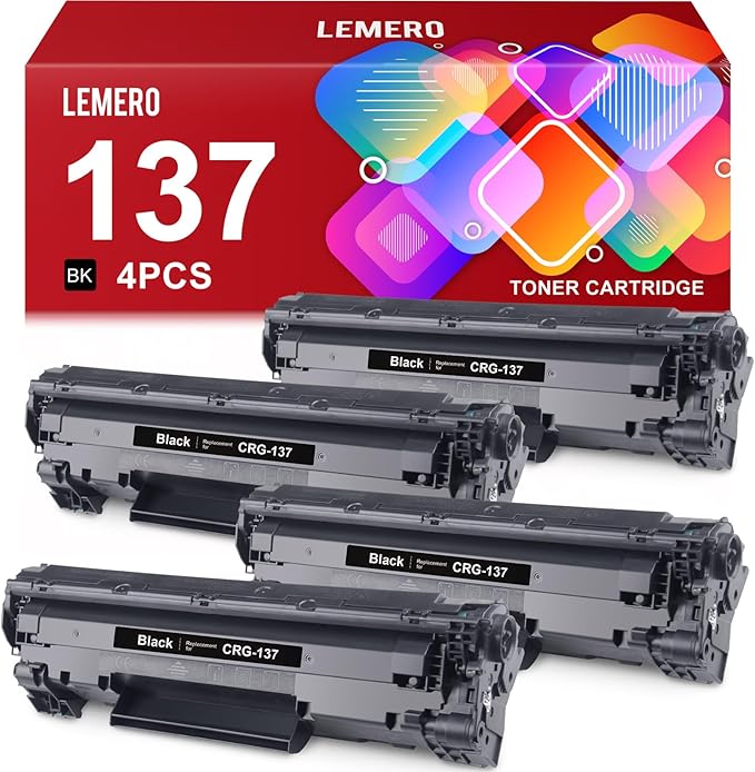 LEMERO 137 Black Toner Cartridge Compatible Replacement for Canon 137 CRG-137 Black Toner for ImageClass D570 MF236n MF232w MF216n LBP151dw Printer (137 Black-4 Pack)