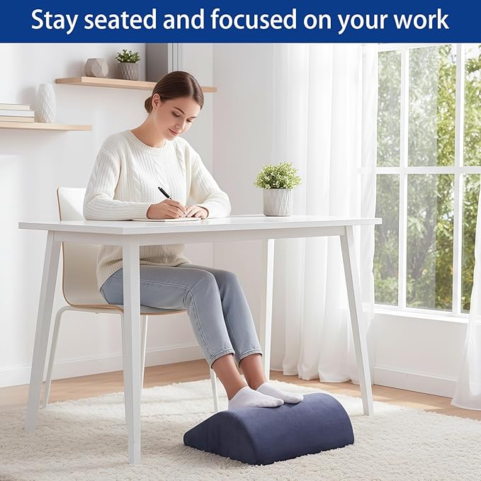 Foot Rest for Under Desk at Work Ergonomic Under Desk Footrest，Support Foot Pillow Double-Sided Footstool， for Office, Home & Gaming Leg Elevation Pillow Blue