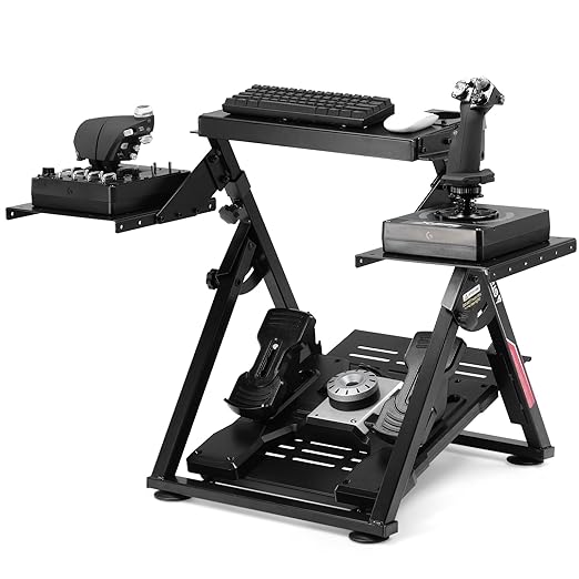 GTPLAYER Flight Racing Simulation Stand Foldable Gaming Stand Compatible with Logitech/Thrustmaster/PXN Gaming Devices Adjustable Stable Simulator Cockpit Stand, Electronic Device Not Included, Black