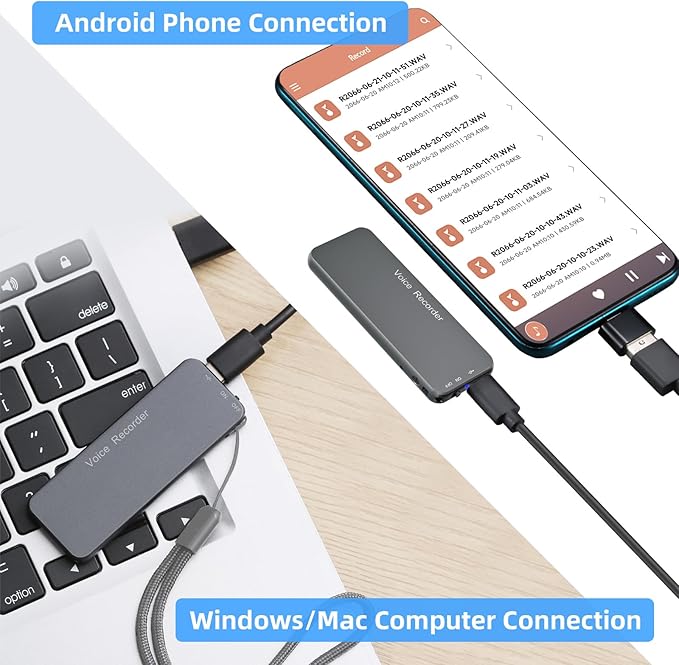 128GB(1800Hrs) Howabo Voice Activated Recorder with Playback, 40Hrs Recording Device with Metal Housing, 1536Kbps Digital Voice Recorder with USB-C for Interviews Personal Memo