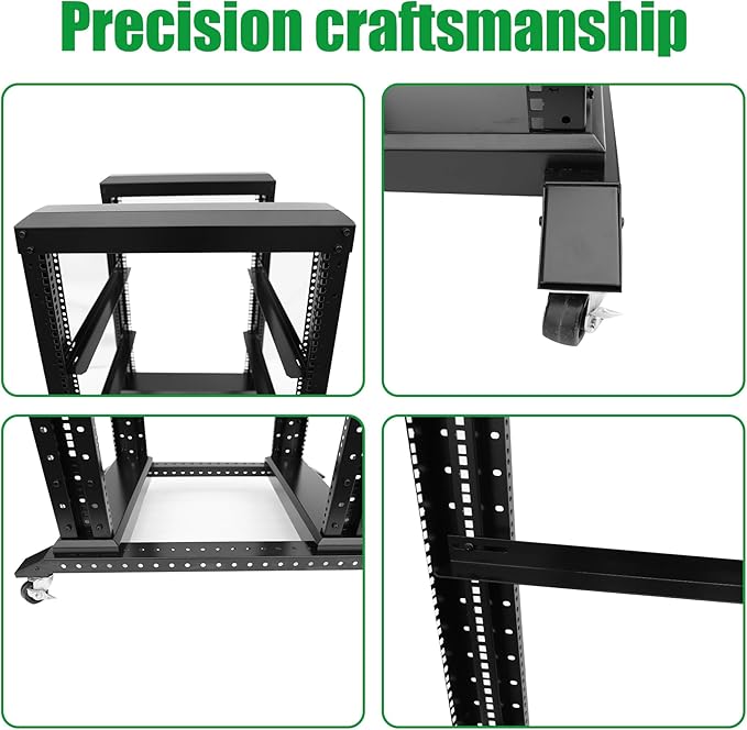 42U Server Rack/4-Post 19in Network Rack/Open Frame Rack with Wheels, Heavy-Duty Frame Cabinet/Adjustable Depth 24-22in GLOBALRACK，(4POST-800-42U)