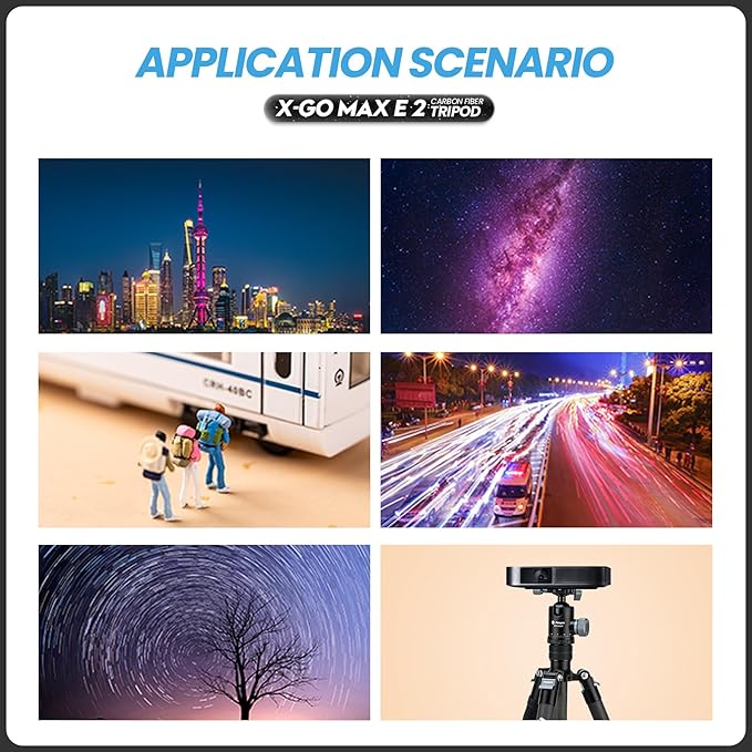 Fotopro 68" Carbon Fiber Travel Tripod, Heavy Duty Camera Tripod with Ball Head, Detachable Monopod with Quick Release Plate and Bag, Load up to 12KG/26lbs