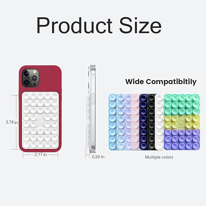 Silicone Double-Sided Suction Phone Grip Detachable Mount - Car Dashboard/Shower Phone Holder, Hands-Free For Selfies & Videos, TikTok/ASMR - iphone & Android Compatible (3.94"x2.5",Colorful Stripes)