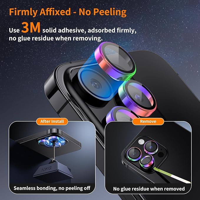 Hoerrye for iPhone 15 Pro Max/iPhone 15 Pro Camera Lens Protector [3+1] [Keep Lens Original Design] 9H Tempered Glass Camera Cover Screen Protector,Colorful Titanium