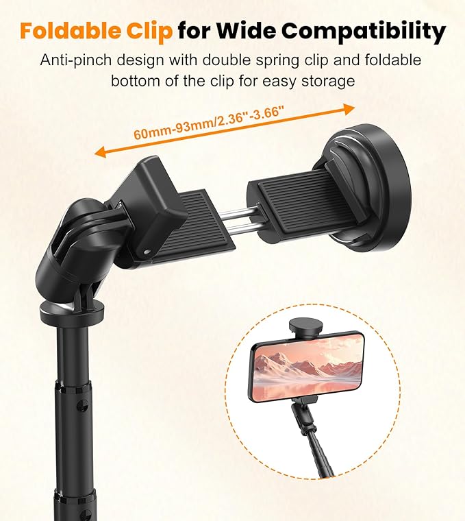 TONEOF 70" Automatic Phone Tripod with Magnetic Rechargable Remote,Selfie Stick 360° Vertical & Horizontal Rotatable,Stable for iPhone/Android(Black)