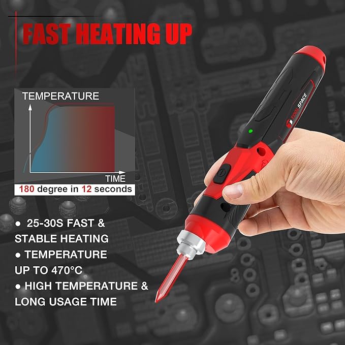 BLACKCUBE 4V Cordless Soldering Iron Kit, Rechargeable Soldering Iron with 2000mAH Rapid Heat Lithium-Ion Battery, LED Spotlight & Solder Tips, Professional Portable Welding Tool for DIY and Home Use
