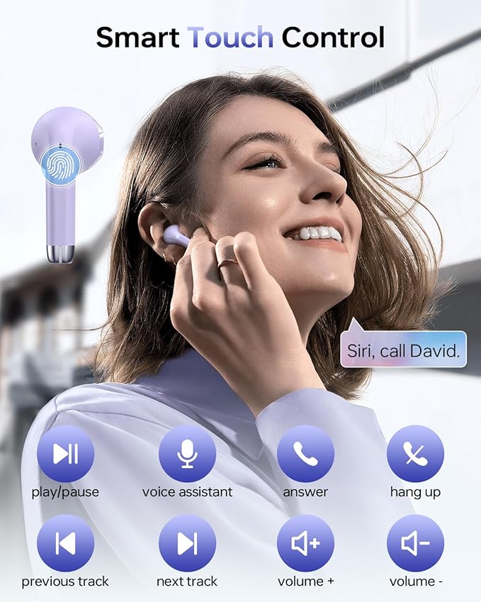 Wireless Earbuds Bluetooth 5.3 Ear Buds, Bluetooth Headphones with LED Display Charging Case, IPX7 Waterproof in-Ear Earphones with Mic for Phone Tablet Sports