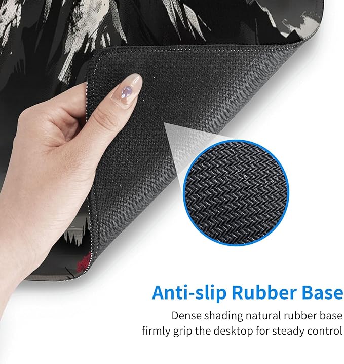 Extended Gaming Mouse Pad, Large Desk Mat XL Anime Mouse Pad Waterproof with Stitched Edges, Non-Slip Desktop Pad for Home and Office, Level Up Your 31.5x11.8 Inch (Snow Mountain)