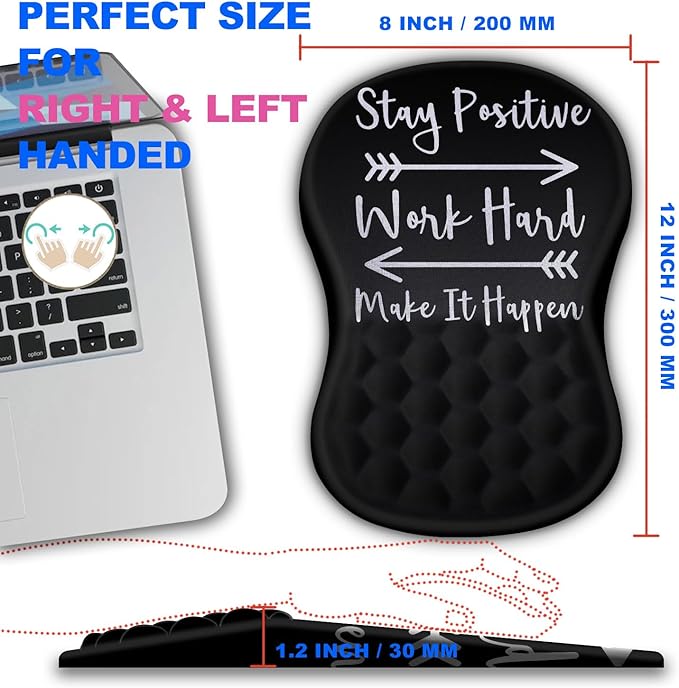 Mouse Pad Wrist Support, Ergonomic Mouse Pad with Massage Dot, Comfortable Computer Mouse Pad for Laptop, Wrist Rest Pain Relief Mousepad with Non-Slip PU Base for Office & Home, 12 x 8 in